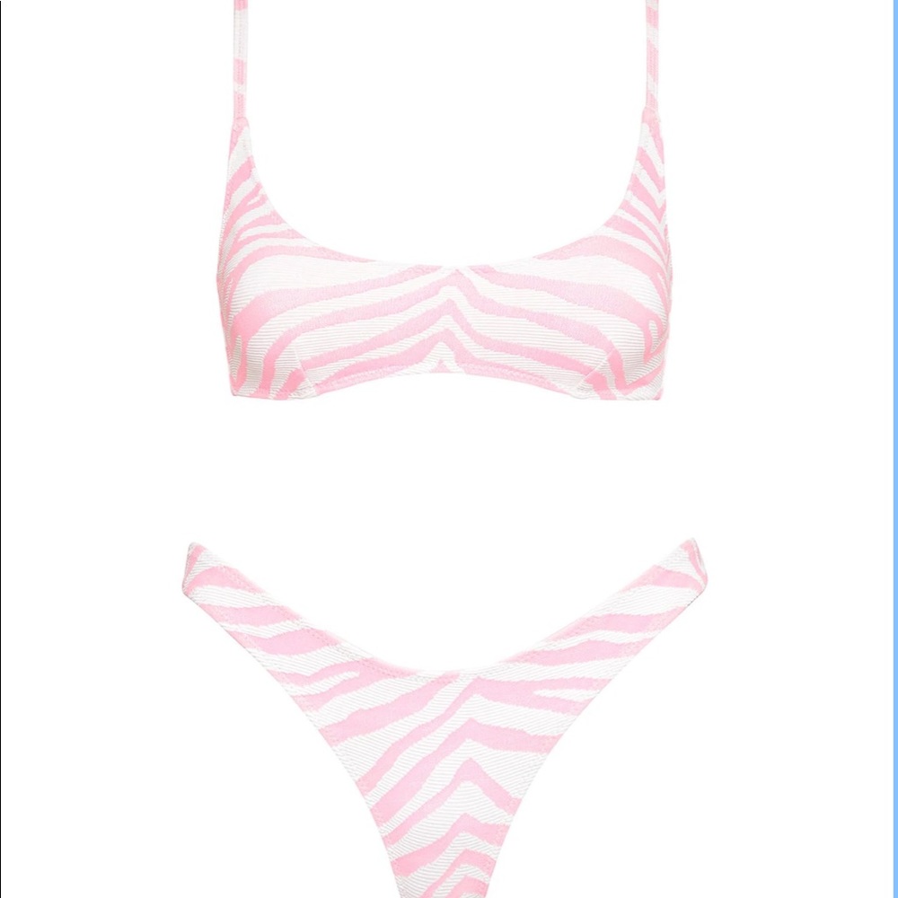 Triangl Maci zebra punch top is size S++ and bottoms are cheeky size S